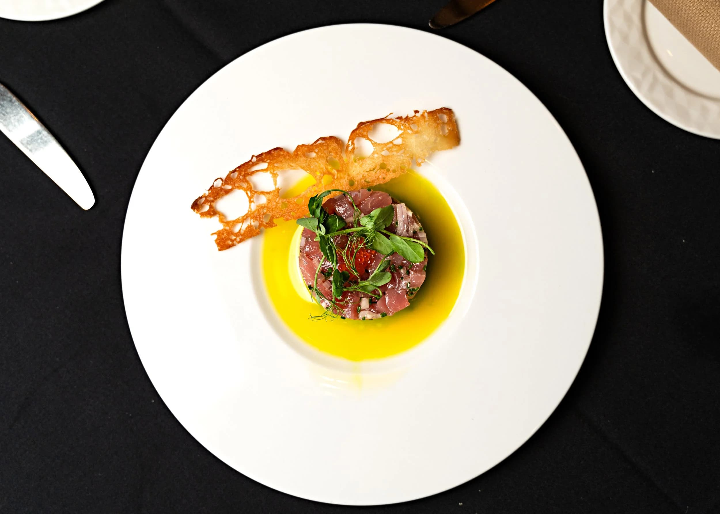 Yellowfin tuna tartar with focaccia crostino